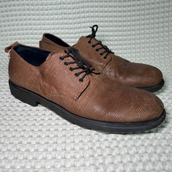 MONOMIO Other - MONOMIO Mens Brown Textured Leather Lace Up Oxford Dress Shoes Size 45